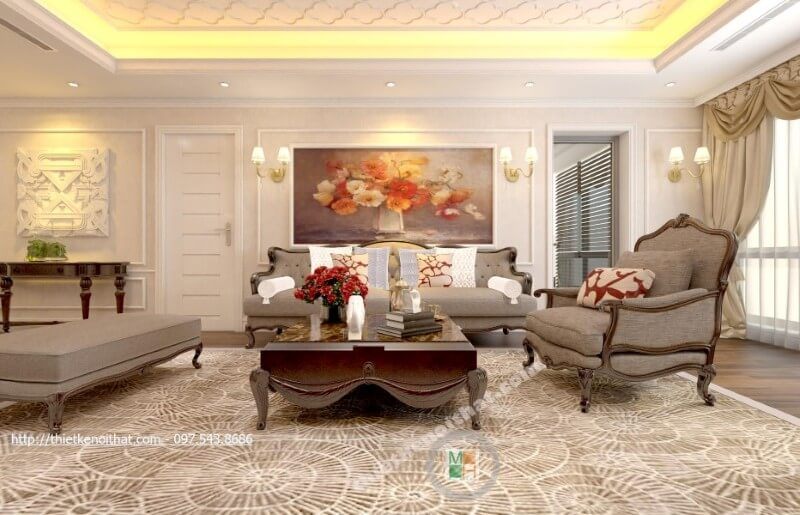 Bộ sofa phòng khách được tạo nên từ gỗ tự nhiên cao cấp với vân gỗ bắt mắt cùng màu nâu sậm đen rất đặc trưng.