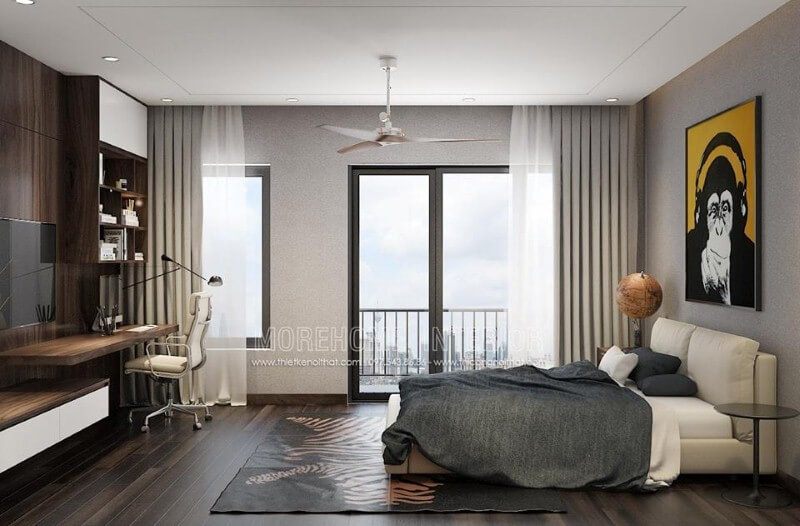 Trang trí nội thất phòng ngủ hiện đại có ban công đẹp sang trọng.